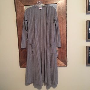 LulaRoe Sarah Cardigan XS. Gray ribbed